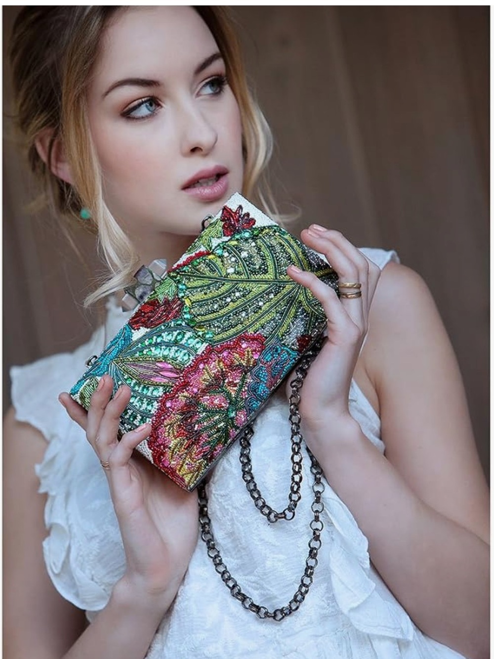 Mary Frances Embellished Beaded Designer
Bag Hidden Foliage Clutch and Crossbody